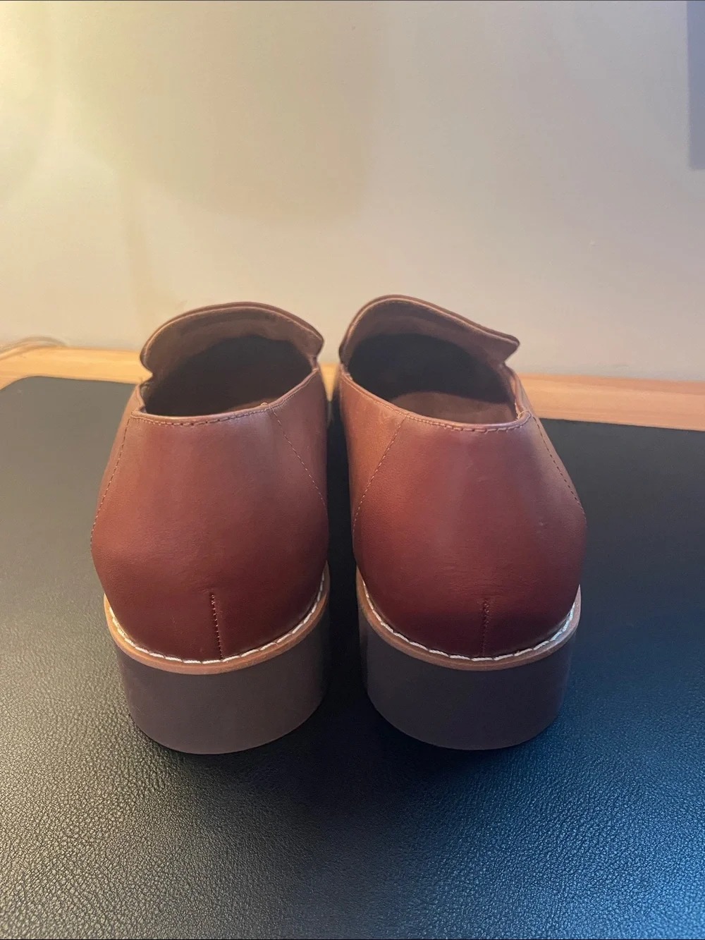 Vionic Chestnut Brown Leather Lug Sole Loafers - Picture 3 of 8